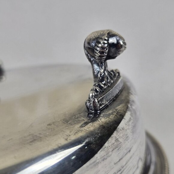 Vintage Sheffield EPC Silverplate Silent Butler Hinged Lid Footed Engraved Horse - Picture 9 of 15